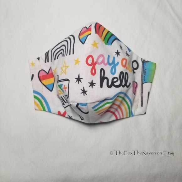 Gay as Hell LGBT+ Equality Fitted Face Mask - Picture 3 of 10